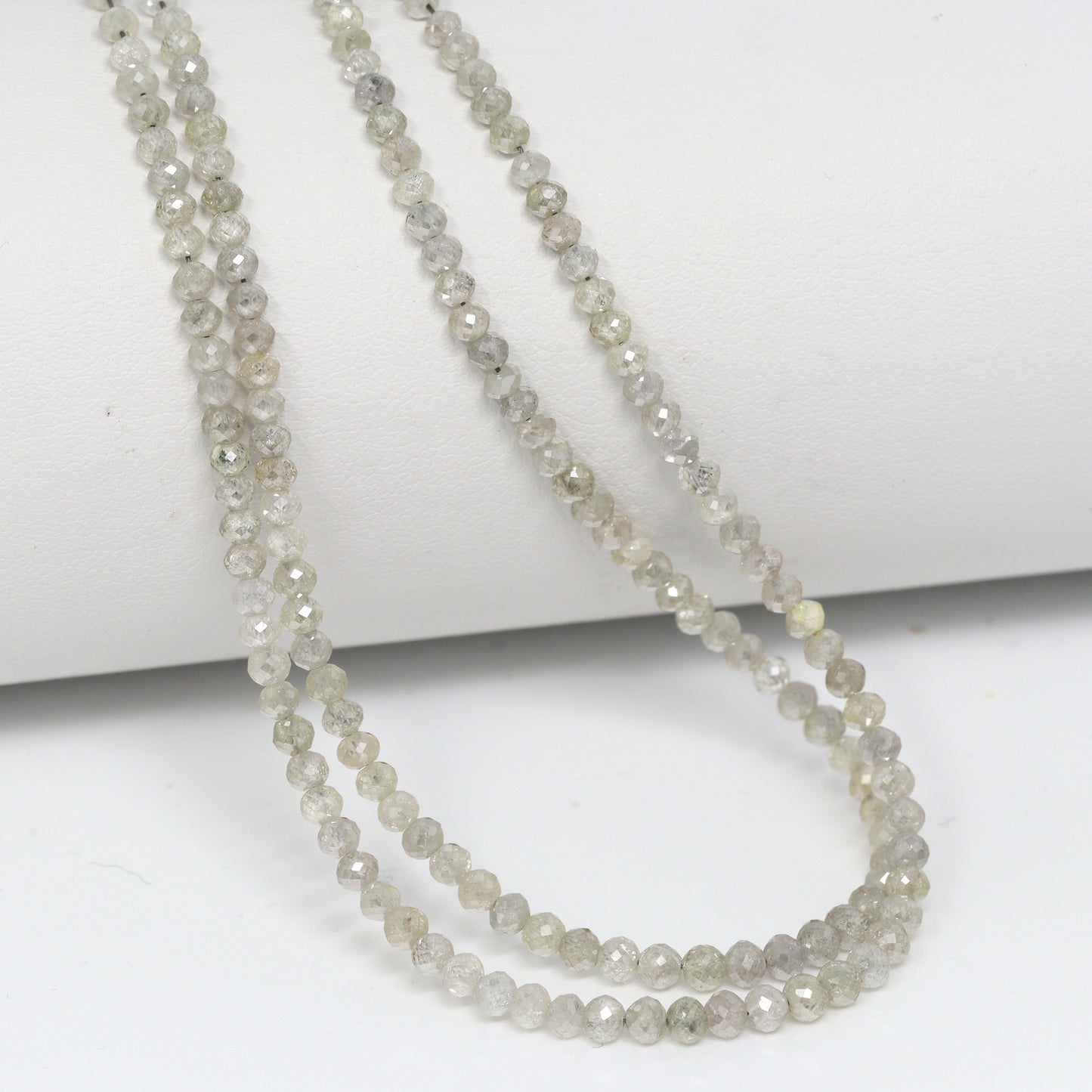 Gray Diamond 2.4mm – 3.3mm Hand Faceted Rondelles Bead Strand