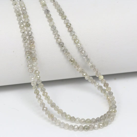 Gray Diamond 2.4mm – 3.3mm Hand Faceted Rondelles Bead Strand