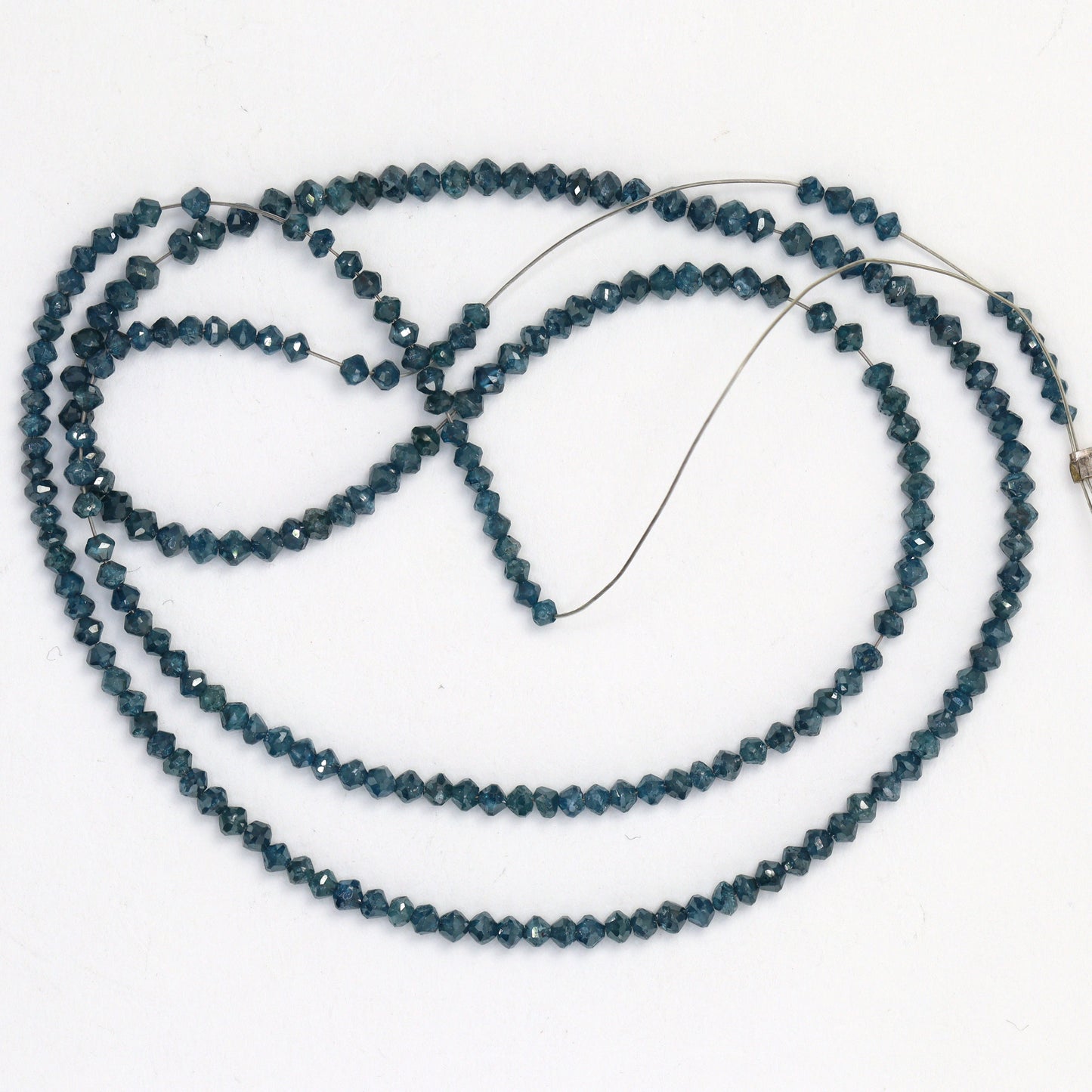 Blue Diamond 2.1mm - 2.7mm Hand Faceted Rondelles Bead Strand