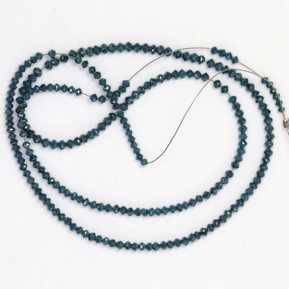 Blue Diamond 2.1mm - 2.7mm Hand Faceted Rondelles Bead Strand