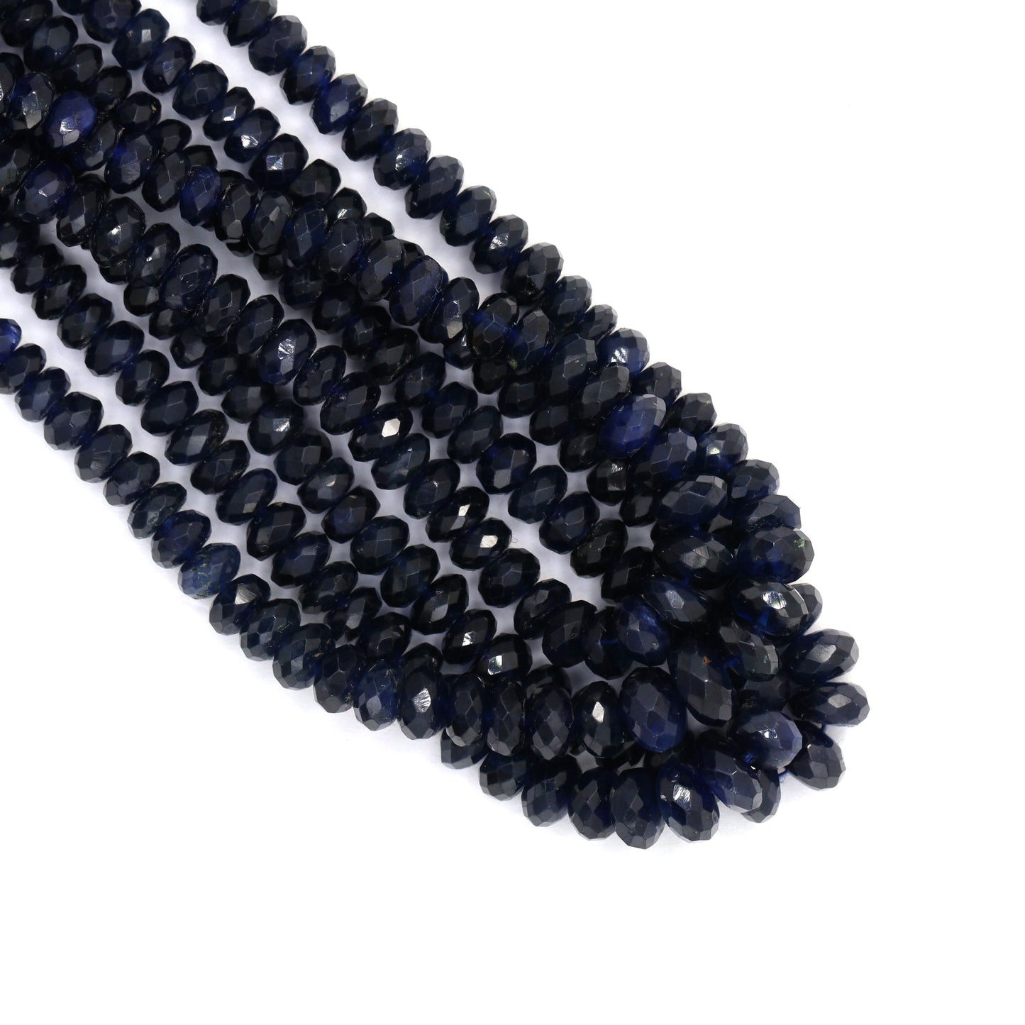 Navy Blue Sapphire 4mm - 5.5mm Hand Faceted Rondelles Bead Strand