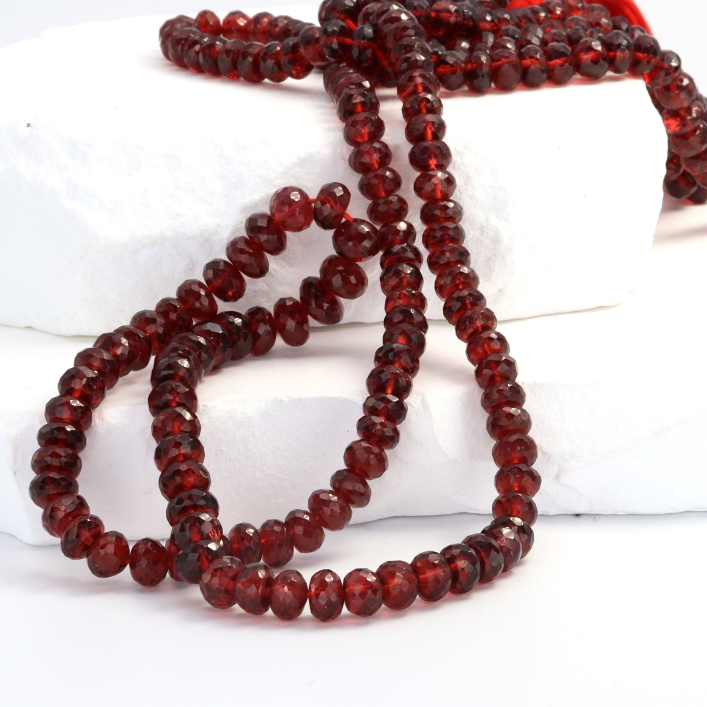 Red Garnet 5.5-6.5mm Faceted Rondelles Bead Strand