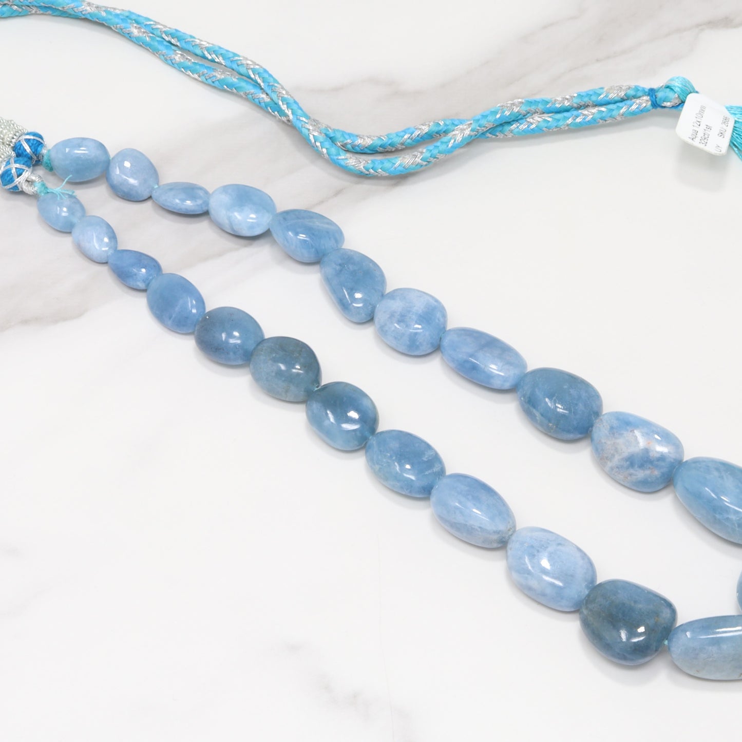 Blue Milky Aquamarine 12x10mm - 20x16mm Smooth Nuggets 1 Strand Bead Necklace