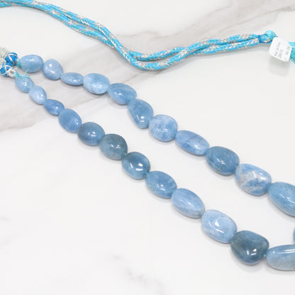 Blue Milky Aquamarine 12x10mm - 20x16mm Smooth Nuggets 1 Strand Bead Necklace