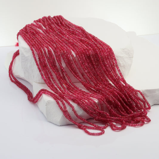 Pink Spinel 2mm Smooth Rondelles Bead Strand