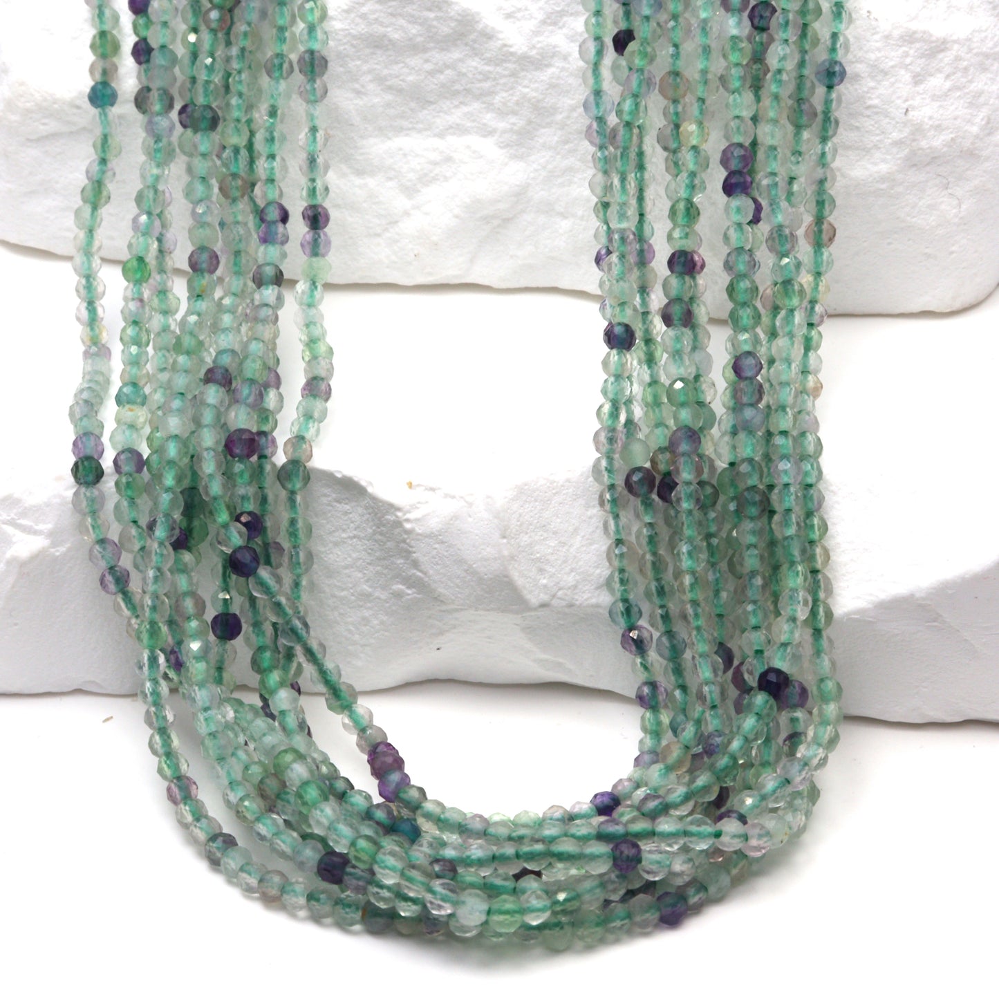 Green Fluorite 2mm Faceted Rounds Bead Strand