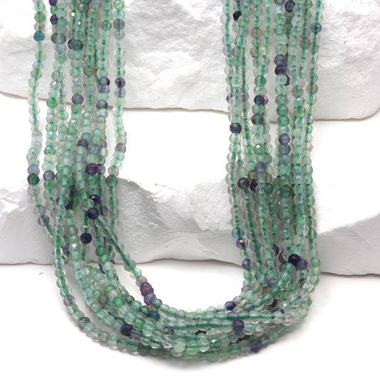 Green Fluorite 2mm Faceted Rounds Bead Strand