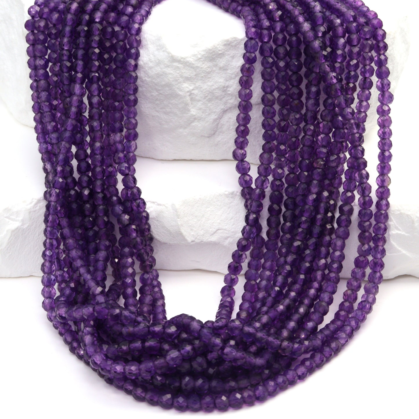 Purple Amethyst 2.5mm Faceted Rondelles