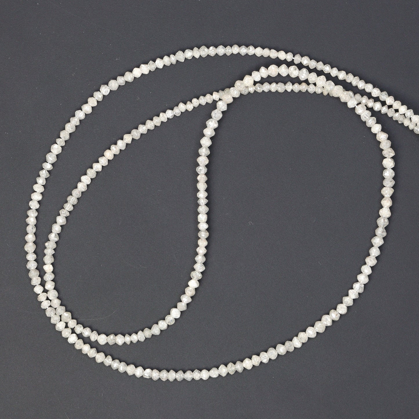 Gray Diamond 1.5mm - 2.0mm Hand Faceted Rondelles Bead Strand