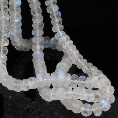 Blue Rainbow Moonstone 6mm Faceted Rondelles