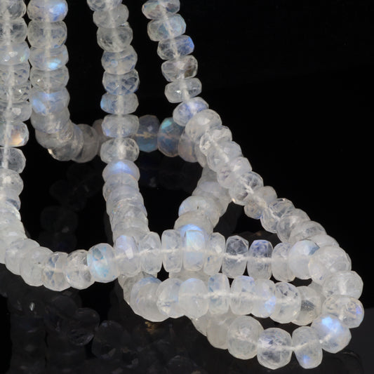 Blue Rainbow Moonstone 6mm Faceted Rondelles