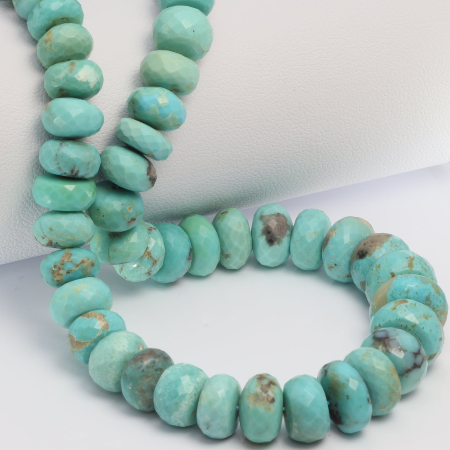 Natural Blue-Green Turquoise 8mm Faceted Rondelles