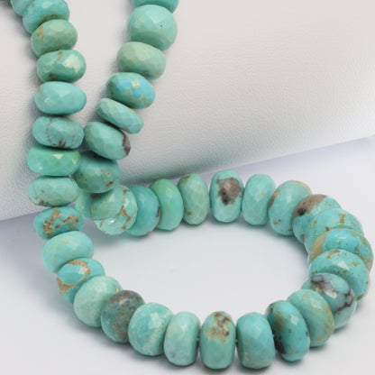 Natural Blue-Green Turquoise 8mm Faceted Rondelles
