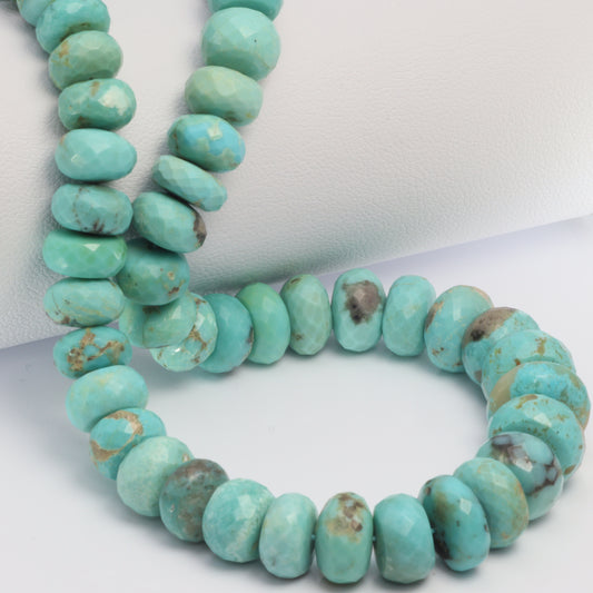 Natural Blue-Green Turquoise 8mm Faceted Rondelles