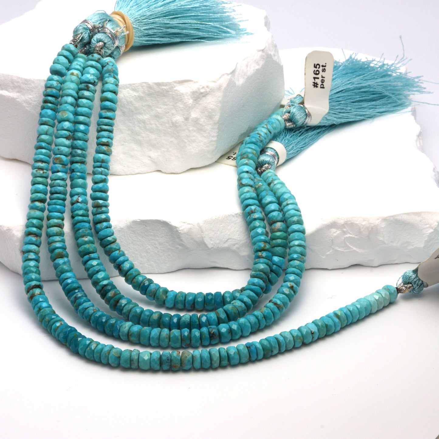 Ombre Natural Blue Turquoise 5mm Faceted Rondelles Bead Strand