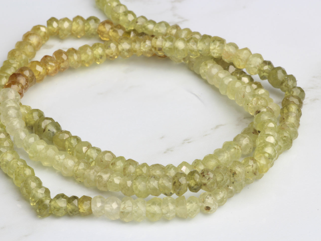 Ombre Green Grossular Garnet 3mm Faceted Rondelles
