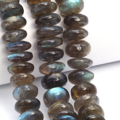 Blue Labradorite 12mm Smooth Rondelles Bead Strand