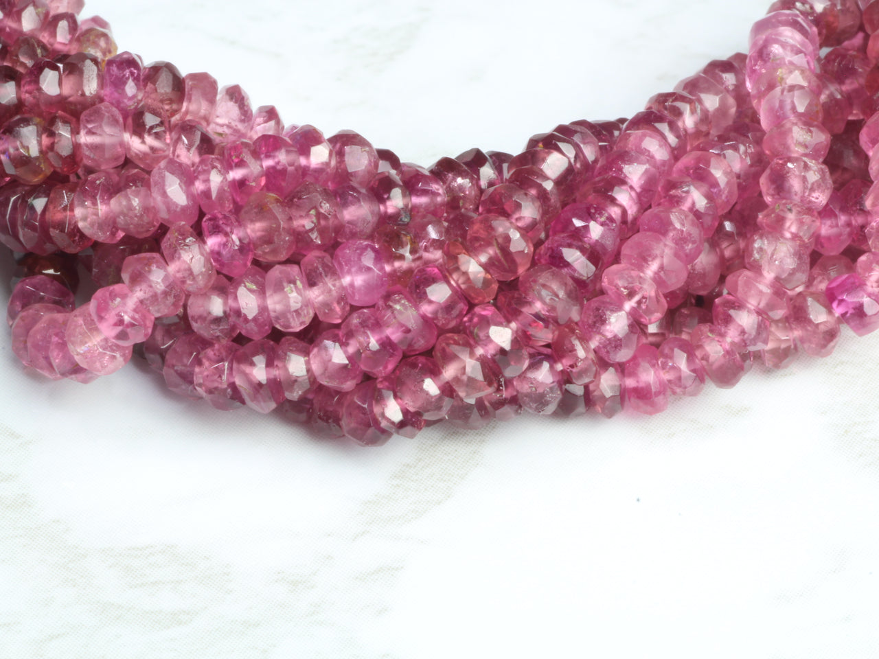 Ombre Pink Tourmaline 3.5mm Faceted Rondelles