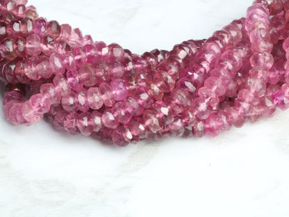 Ombre Pink Tourmaline 3.5mm Faceted Rondelles