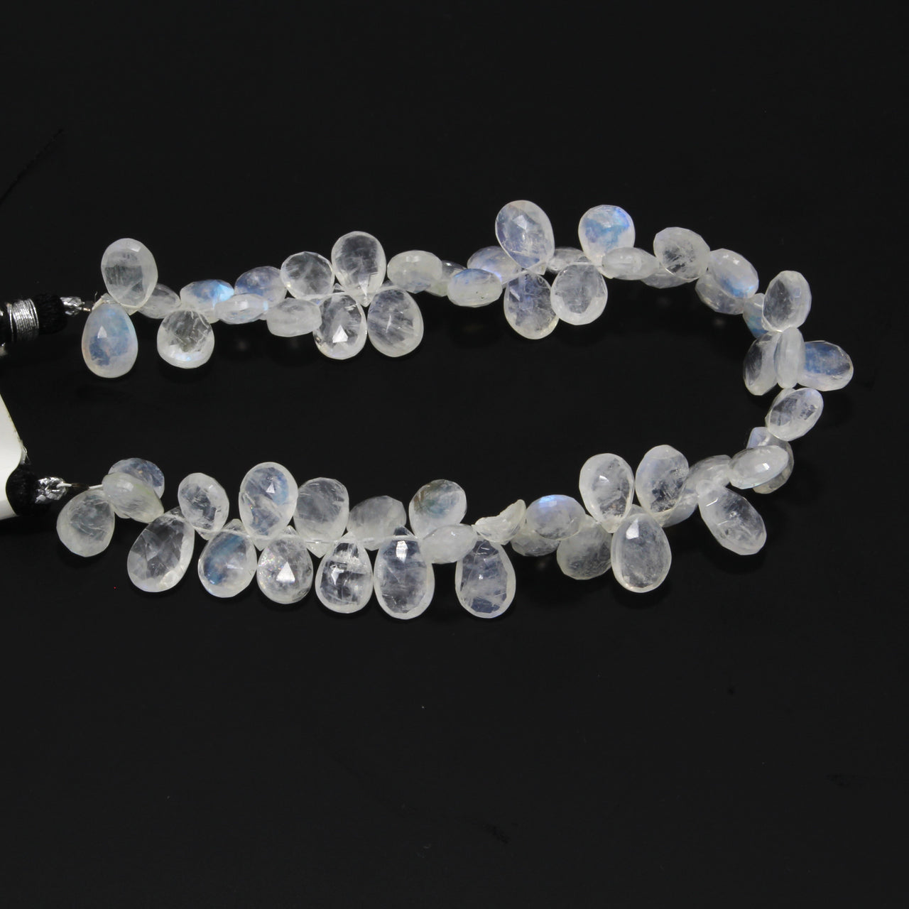Blue Rainbow Moonstone 9x7mm Faceted Pear Shaped Briolettes 8" Bead Strand