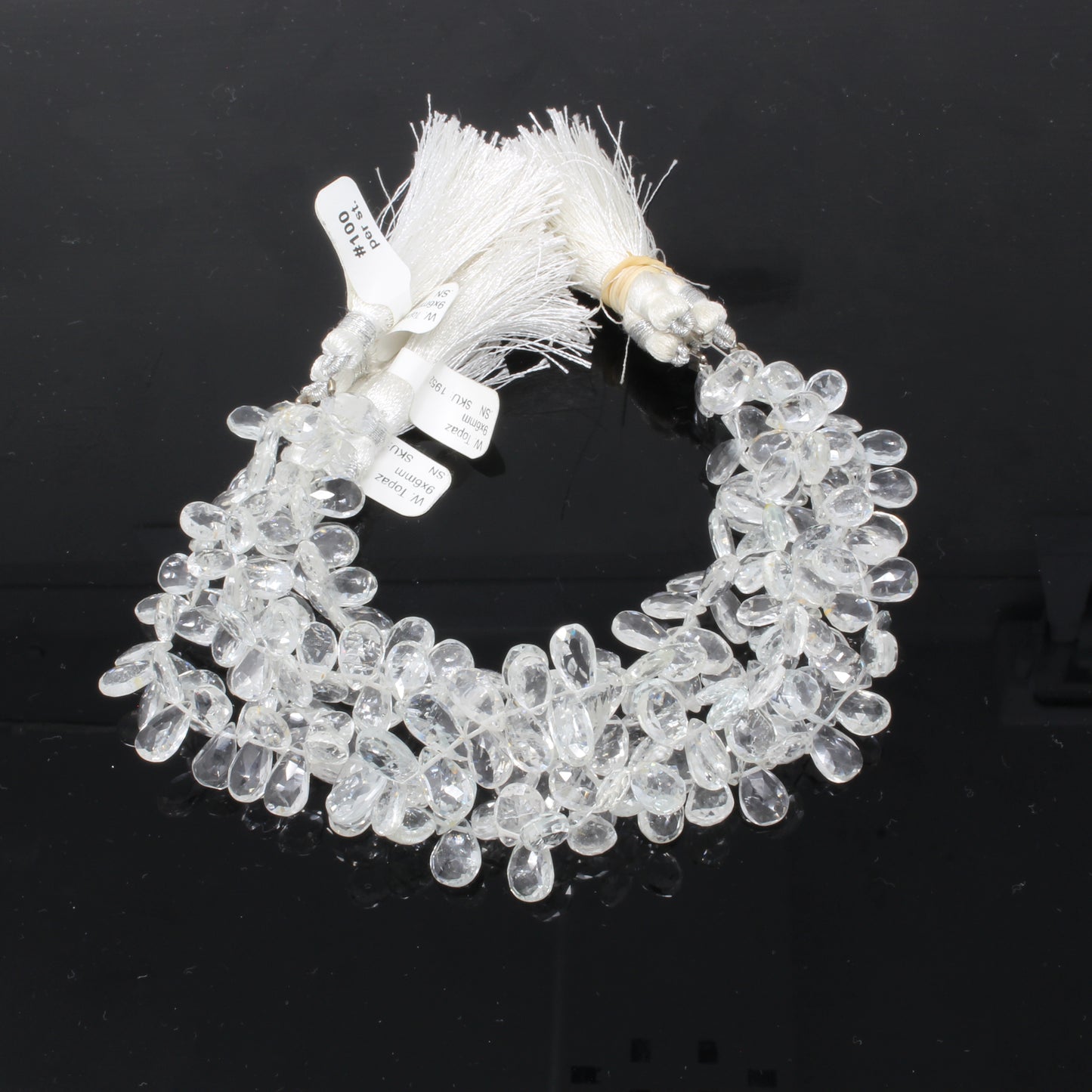 White Topaz 9x7mm Faceted Pear Shaped Briolettes