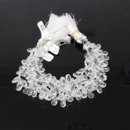 White Topaz 9x7mm Faceted Pear Shaped Briolettes