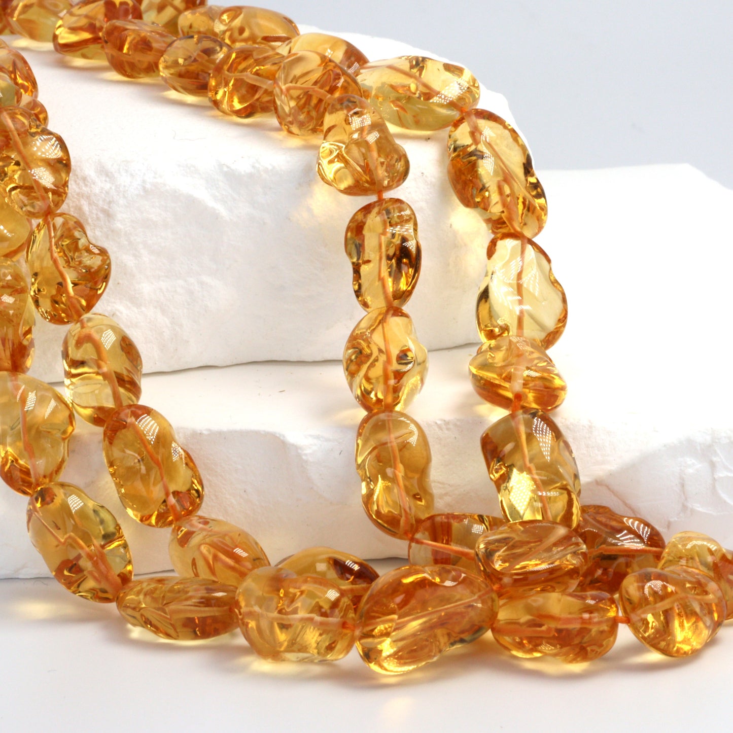 AA Yellow Citrine 14x10mm Smooth Nuggets Bead Strand