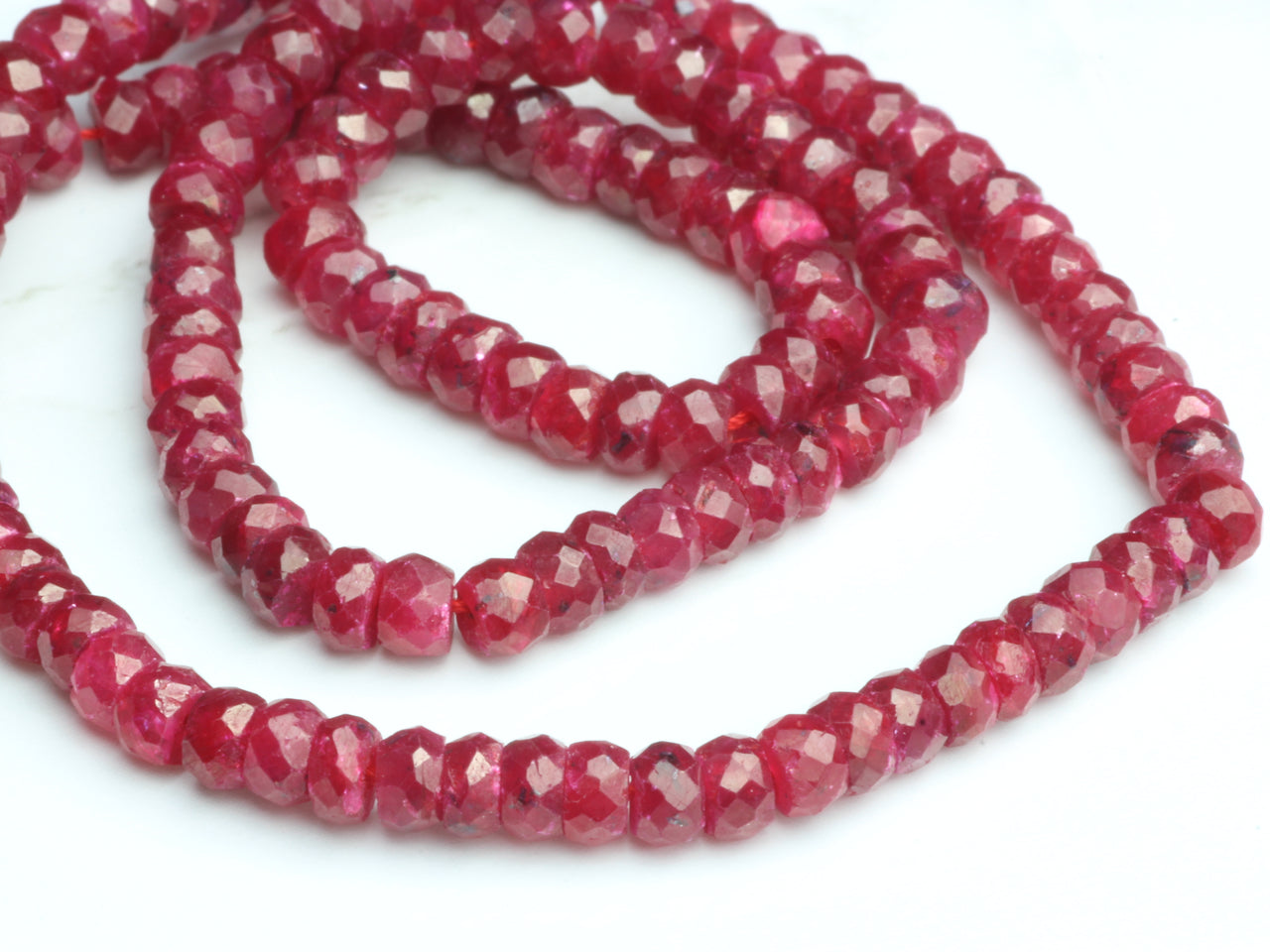 Dyed Red Ruby 3.5mm Faceted Rondelles