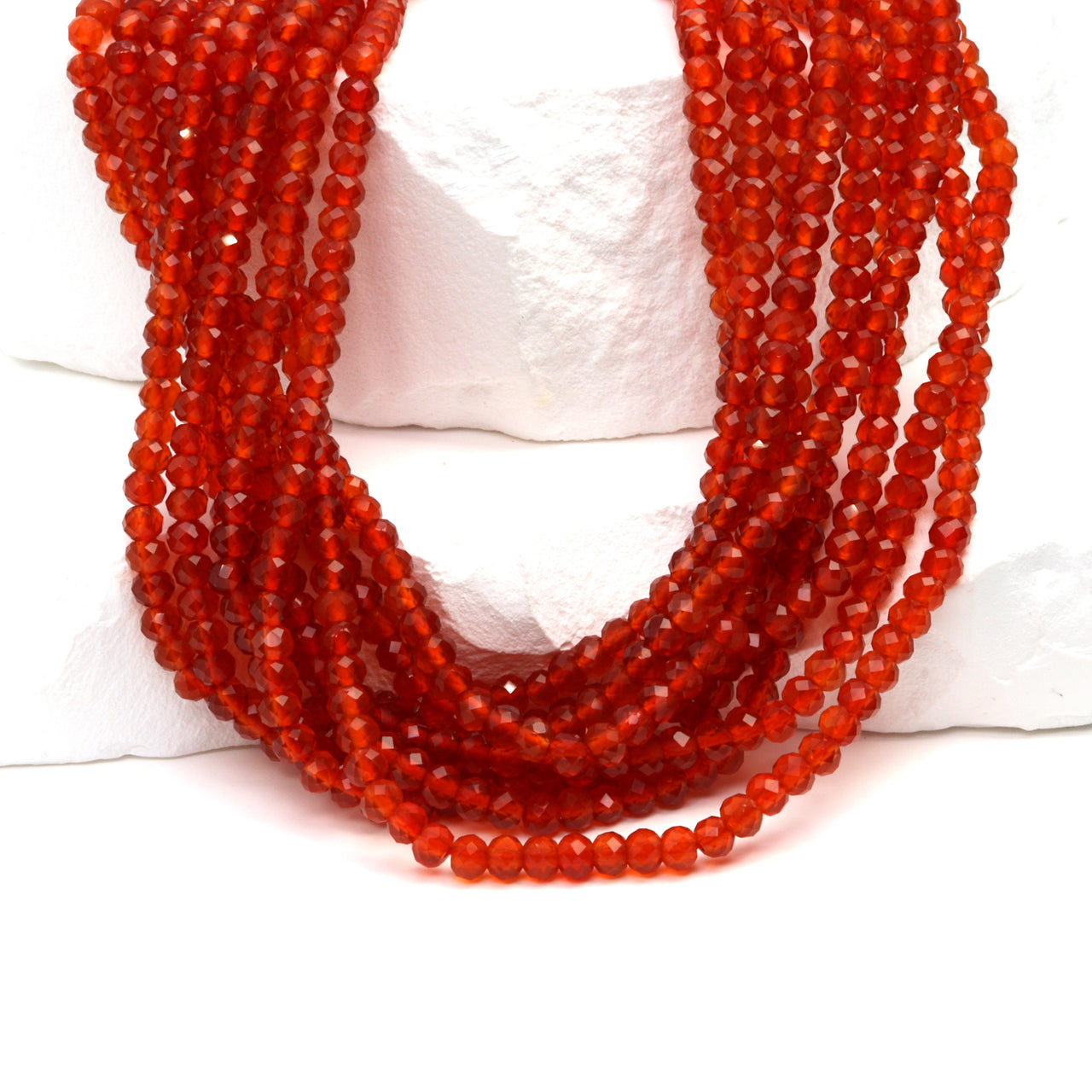 Orange Carnelian 3mm Faceted Rondelles Bead Strand