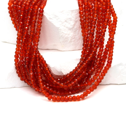 Orange Carnelian 3mm Faceted Rondelles Bead Strand