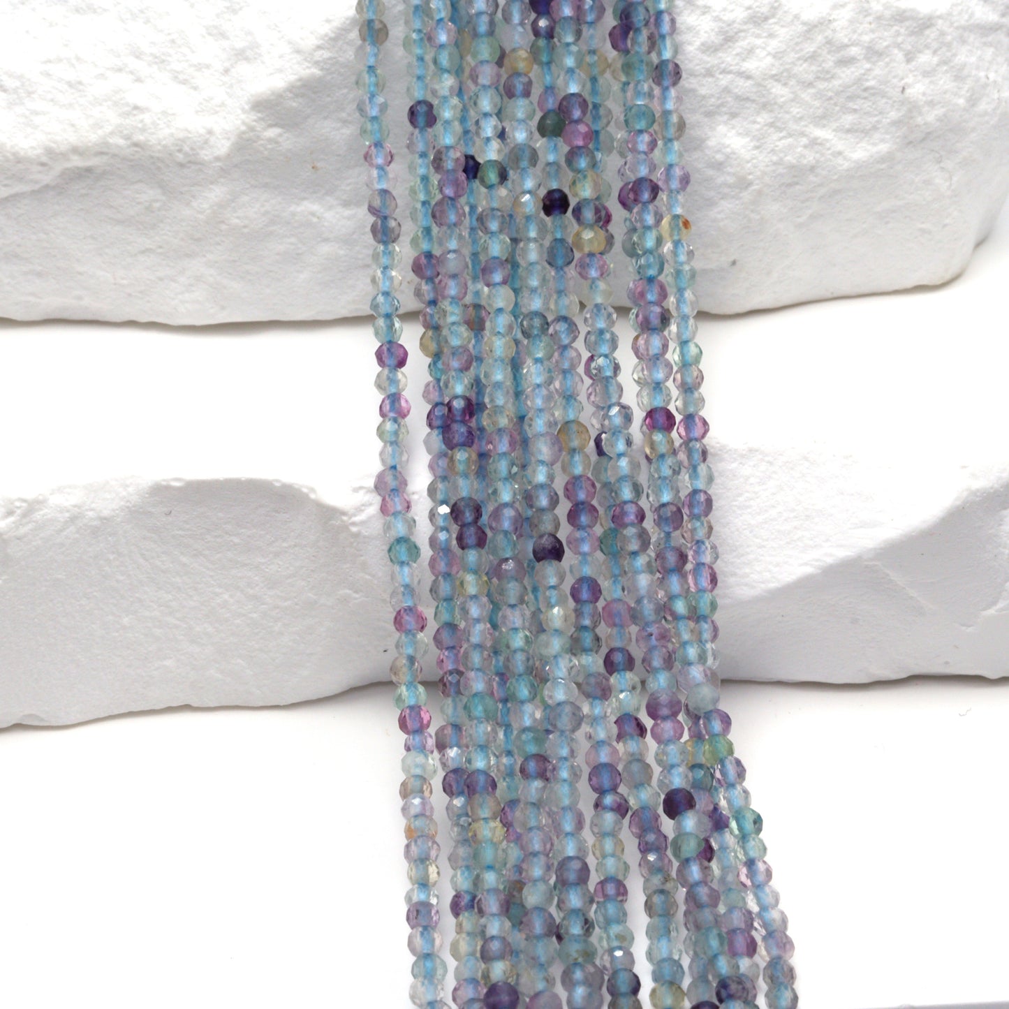 Blue Fluorite 2mm Faceted Rounds Bead Strand