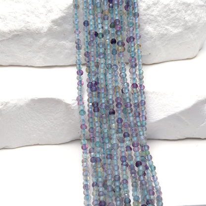 Blue Fluorite 2mm Faceted Rounds Bead Strand