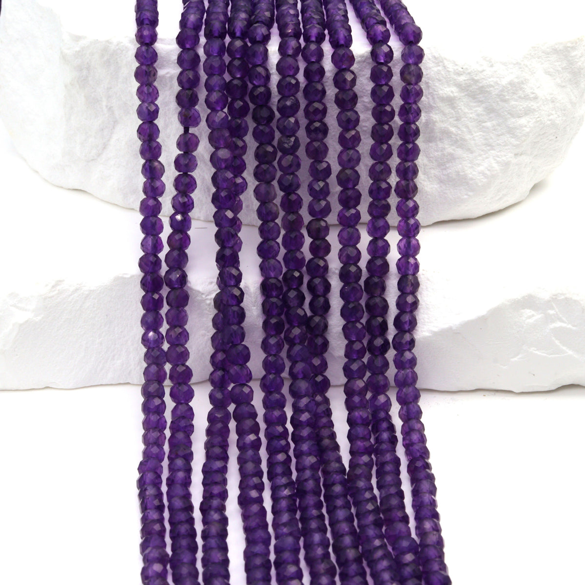 Purple Amethyst 3mm Faceted Rondelles Bead Strand