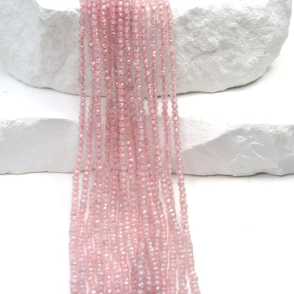 Pink Zircon 2mm Faceted Rounds Bead Strand