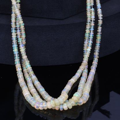 Yellow Ethiopian Opal 3mm - 4mm Smooth Rondelles Bead Strand