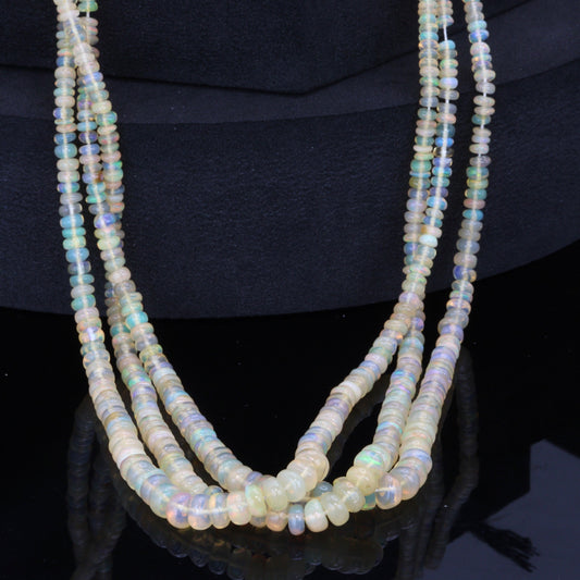 Yellow Ethiopian Opal 3mm - 4mm Smooth Rondelles Bead Strand