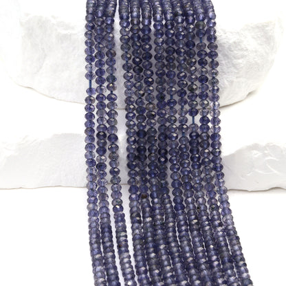 Blue Iolite 3mm Faceted Rondelles Bead Strand