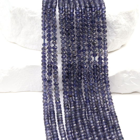 Blue Iolite 3mm Faceted Rondelles Bead Strand