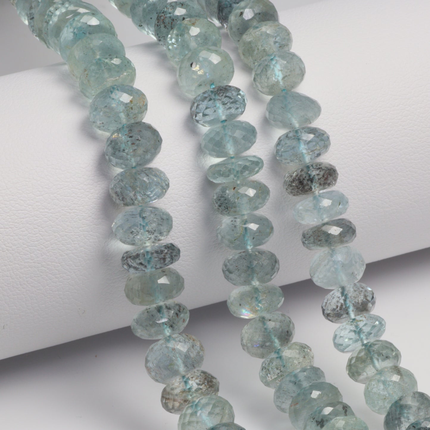 Blue Moss Aquamarine 8mm Faceted Rondelles