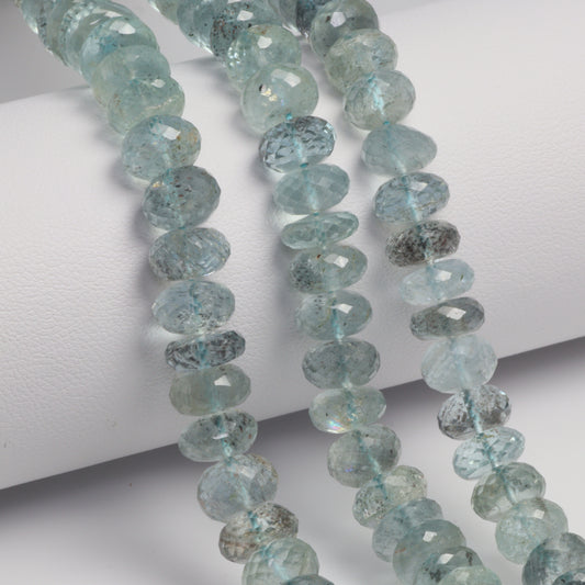 Blue Moss Aquamarine 8mm Faceted Rondelles