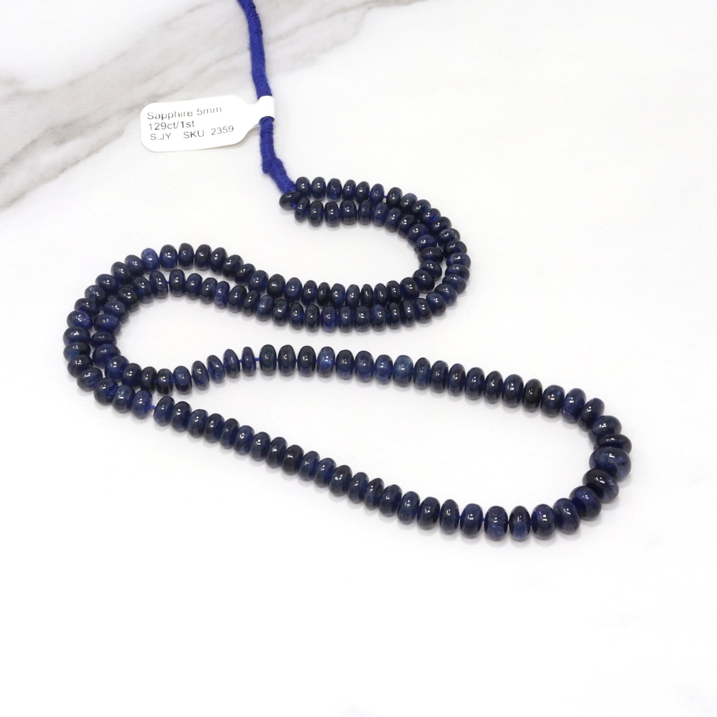Navy Blue Sapphire 5mm Smooth Rondelles