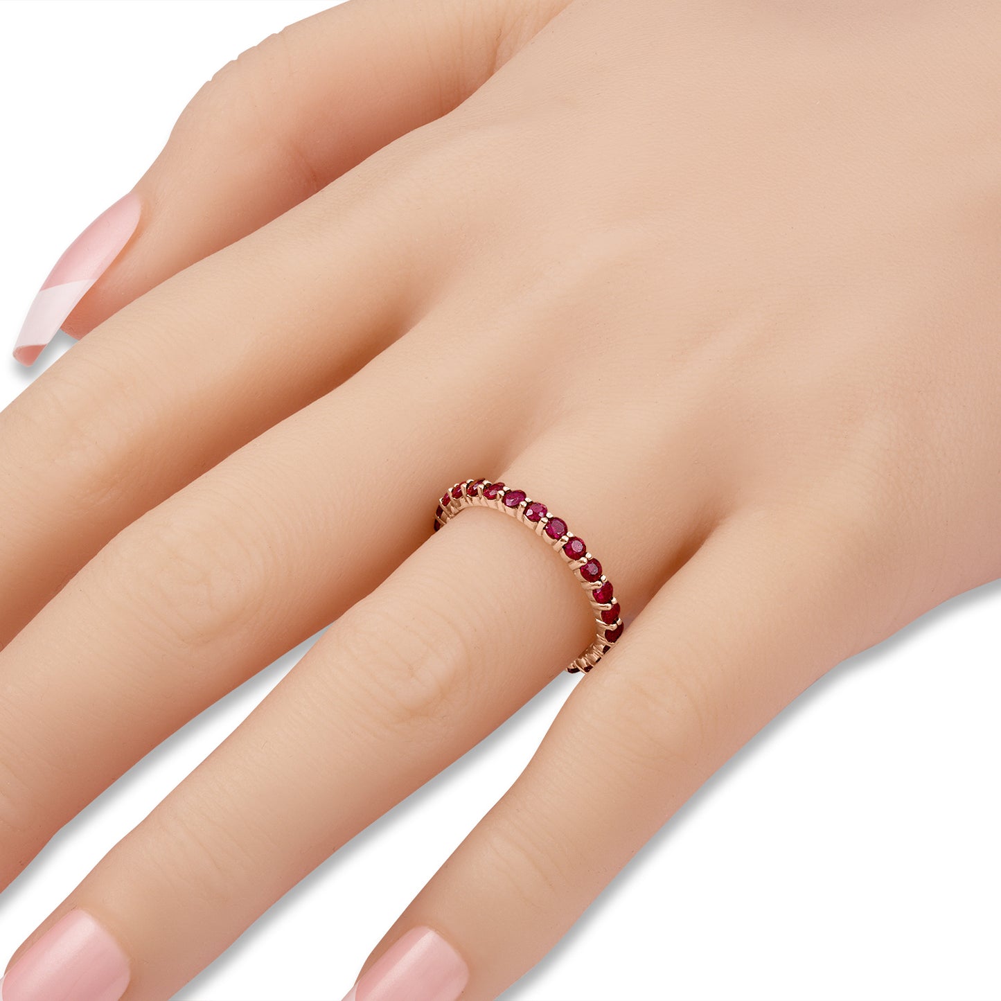 Shared Prong Ruby Eternity Band