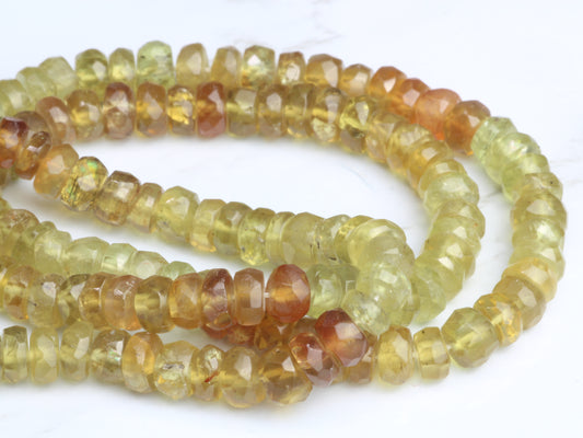 Ombre Green Grossular Garnet 4mm Faceted Rondelles