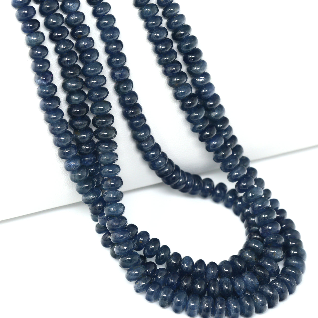 Blue Sapphire 4.5mm Smooth Rondelles Bead Strand