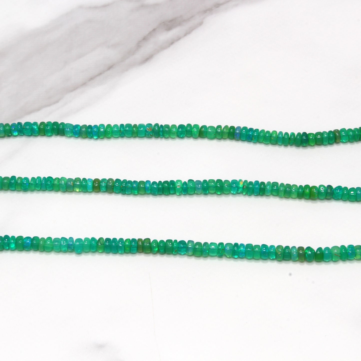 Green Ethiopian Opal 4mm Smooth Rondelles Bead Strand