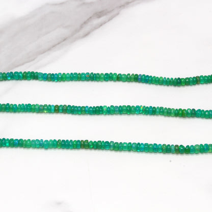 Green Ethiopian Opal 4mm Smooth Rondelles Bead Strand