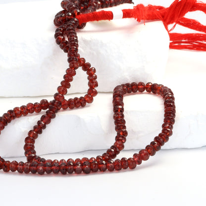 Red Garnet 4.5mm Faceted Rondelles Bead Strand