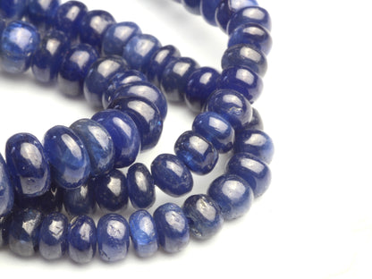 AA Navy Blue Sapphire 4mm - 6mm Smooth Rondelles Bead Strand