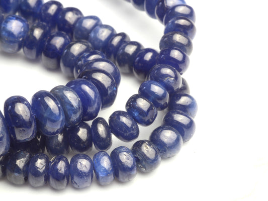 AA Navy Blue Sapphire 4mm - 6mm Smooth Rondelles Bead Strand