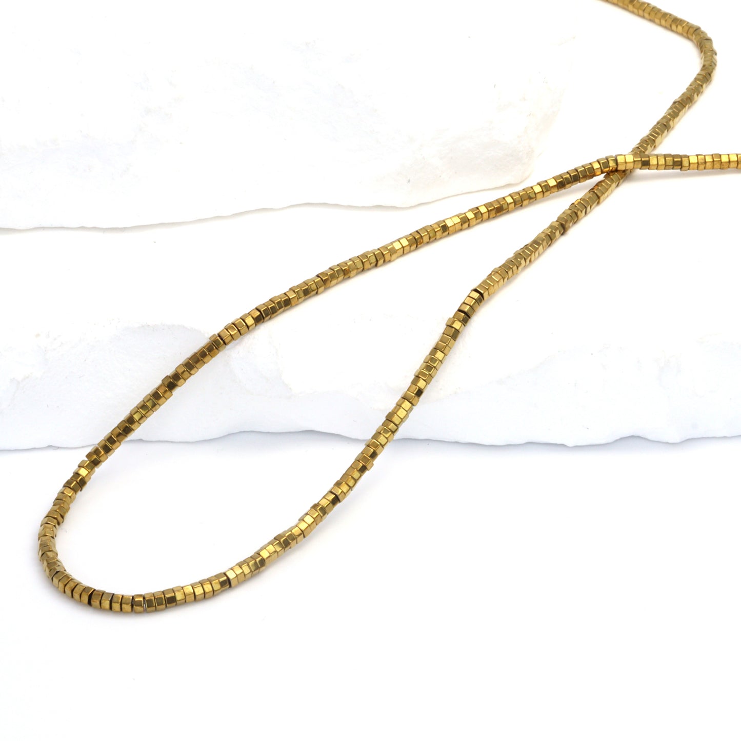 Golden Hematite 2mm Hexagons Bead Strand